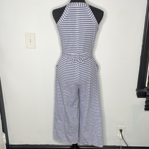 CBR Striped Halter Jumpsuit in Blue and White with waist tie - Picture 4 of 12